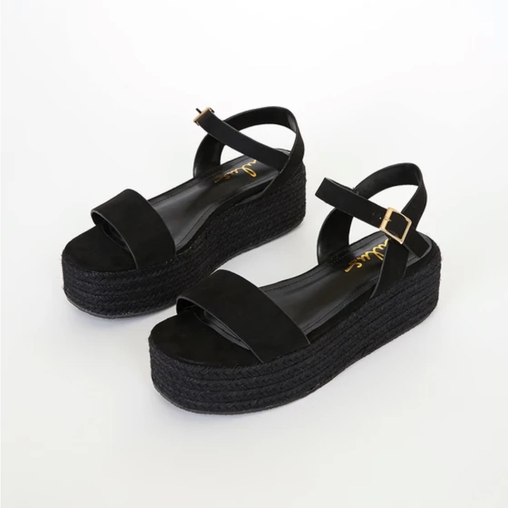 Lulus // Corsa Black Suede Flatform Sandals